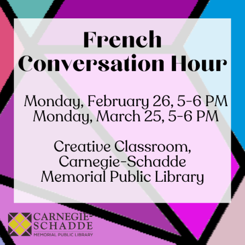 Slide for French Conversation Hour February through March 2024 600x600