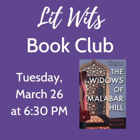 Lit Wits slide with The Widows of Malabar Hill cover