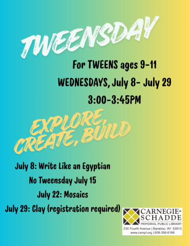 Tweensday for Tweens ages 9-11  