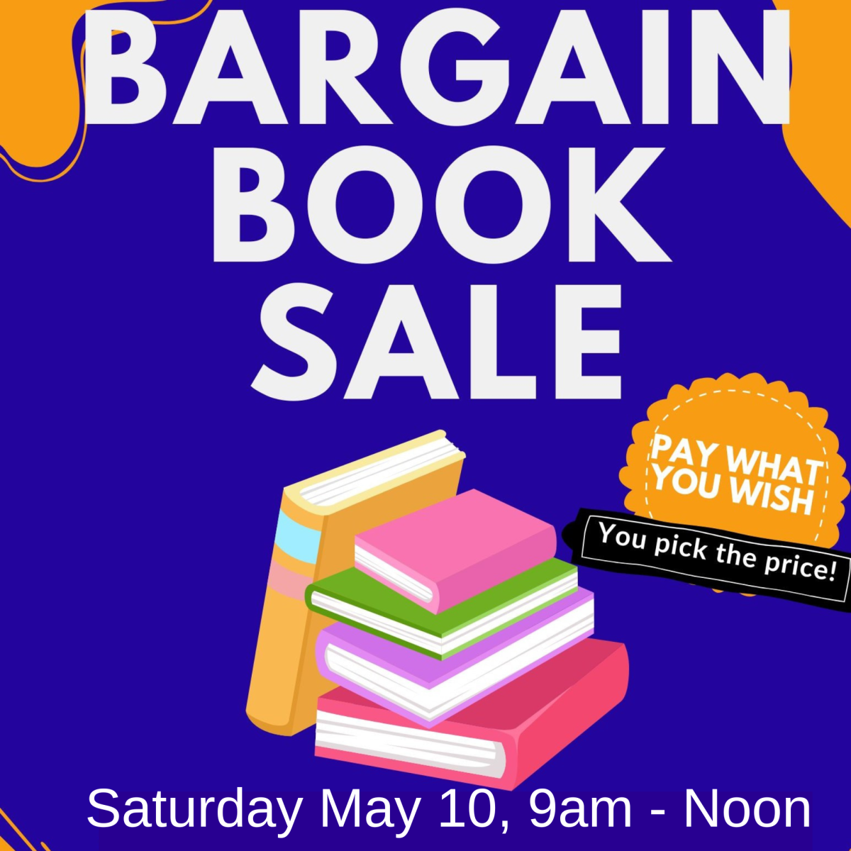 bargain book sale may 10 9am to noon