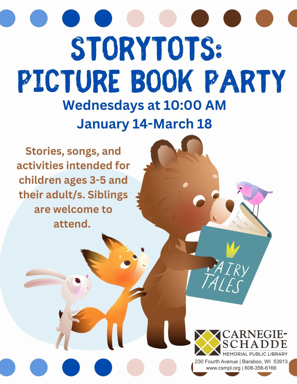 Bear reading a book to a fox and rabbit