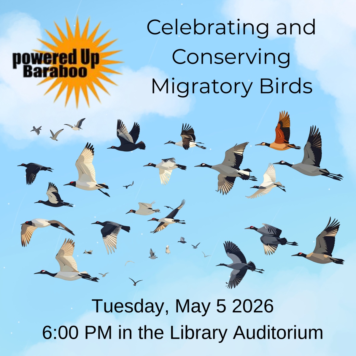 World Migratory Bird Day Event. Tuesday, May 5, 6:00 PM in the Library Aiuditorium. 