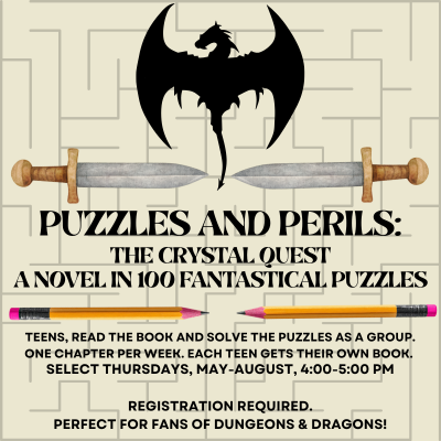Puzzles and Perils Book Club for Teens, Select Thursdays May-August, 4:00 -5:00 PM